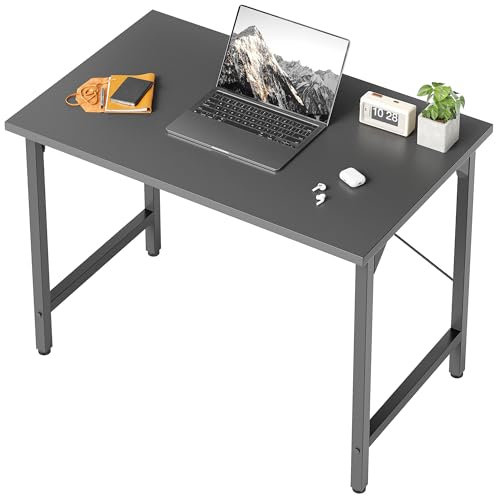 BEXEVUE Desk, 80 x 40 cm Small Computer Desk, Office Table for Study Room, Industrial Design, Metal Frame, Wooden PC Desk for Home Office, Black