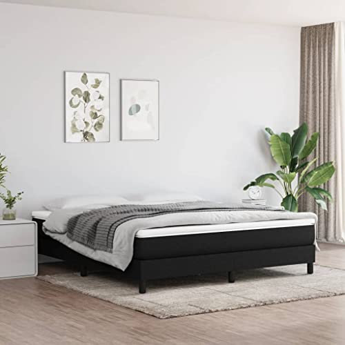 HOMTAKIE Cadre de lit sans Matelas Noir 160x200x25 cm Tissu Meuble de Couchage sommier tapissier Cadre de lit Double sommier tapissier