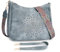 APHISON Klein Umhängetasche Damen Crossbody Bag das Sonnblumen-Lochmuster mit Breitem Gurt Schultertasche veganem Leder blau Handtasche Tasche mit Abnehmbarem Schultergurt Kartenschlitz Reisetasche