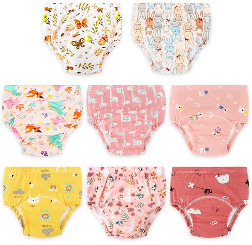UNIFAMILY Potty Training Pants for Girls 2-3 Years Cotton Reusable Upairy Potty Training Pant Pink Training Pants for Toddlers (8 Pack)