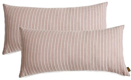 SOULFUL Kissenbezüge 40x80 Baumwolle Jacquard Oeko-TEX Staubrosa | Gewaschene Baumwolle Boho Kissenbezüge 2 Teilig mit Reißverschluss Atmungsaktiv