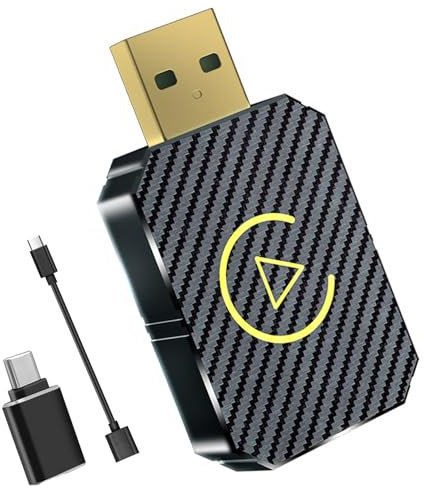 PZCC Adaptateur CarPlay sans Fil pour iphone, Adaptateur USB Convertir Filaire en sans Fil, Plug and Play CarPlay Type-c Dongle, pour iOS 10+ et Voitures avec Car Play (Or)