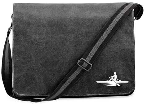 Huuraa Umhängetasche Rudern Rowing Geschenk | Messenger Bag mit Schultergurt 14 Liter Schultertasche Canvas Laptoptasche Geschenkidee Crossbody Tasche