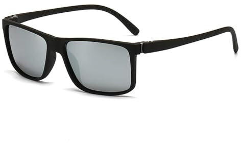 VFDHN Polarisierte Sonnenbrille, klassisch, rechteckig, für Herren, zum Autofahren im Freien, UV400 (Black Mercury)