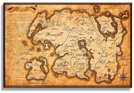 HLYEHDIAD Große Vintage Ältere Schriftrollen Karte Leinwanddruck Skyrim Karte Poster Wandkunst Bedruckte Leinwand für Wohnzimmer Wohnkultur/ungerahmt (60 x 90 cm)