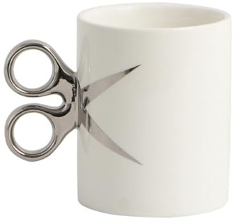 Bibykivn Tazza In Ceramica Creativa Regali Per Amici E Colleghi - Ceramica Design Unico Del Manico A Tazza, 350 ML, Casa Ufficio Idea Regalo Novità (Forbici Bianche)