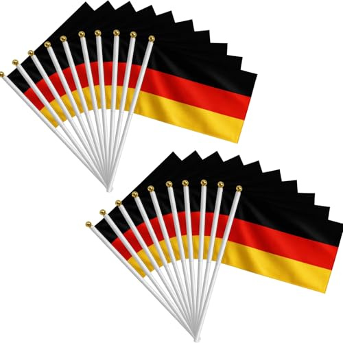Deutschland Flaggen, Fussball WM 2026, 20 Handflaggen Mit Deutschland Flagge Klein Für Sportveranstaltungen Und Fussball Partys