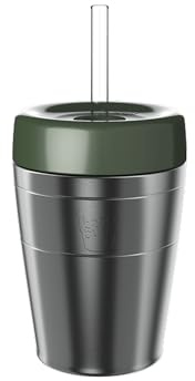 KeepCup Commuter Cold Cup Insulated Iced Coffee Cup, Nitro Pine, 12oz | Reusable, Spillproof Screw-fit Lid, Coffee Straw