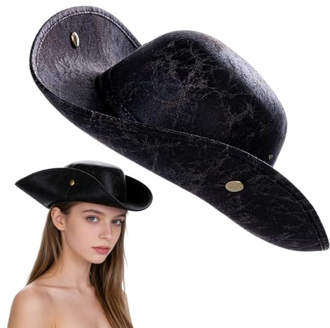 HRMGJH Piratenhut Damen Unisex-Piratenhut Im Mittelalterstil,PiratenkostüM-Accessoire;Herren,Kinder Rollenspiel-Kopfbedeckung,Piratenaccessoires;Schwarz