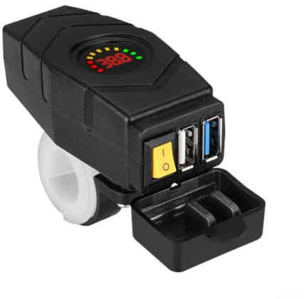 Cargador USB de bicicleta eléctrica 24V 36V 48V 60V para qc3.0 Puerto de carga rápida 18W Adaptador de corriente para manillar de motocicleta Negro (rojo)