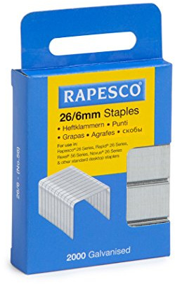 RAPESCO Pack of 3 Boxes of 2000 Galvanised Staples 26/6 mm