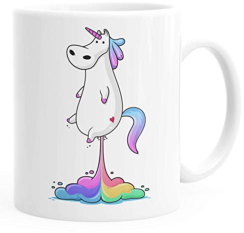 Kaffee-Tasse Einhorn Pups glänzend MoonWorks® weiß unisize
