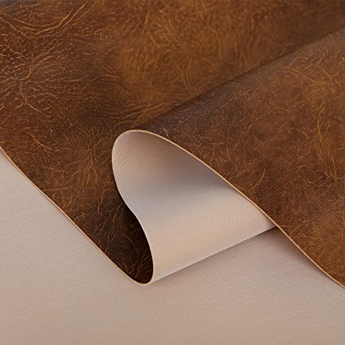 AKAKUS Faux Leather Fabric Leatherette Vinyl Upholstery Material 140cm Wide Heavy Duty Waterproof Fire Retardant (Honey, 1 Metre)
