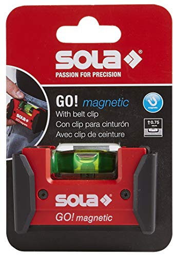 SOLA LSGOM GO! Magnetic Portable Level with Clip and 1 60% Magnified Vial, 3-Inch