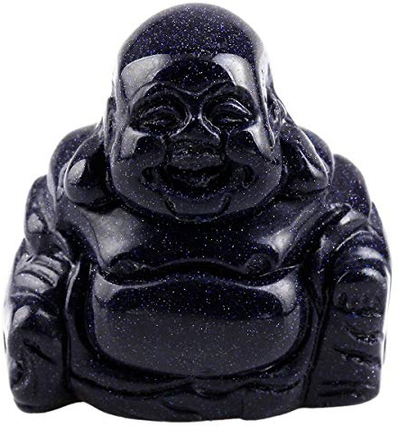 Nupuyai Blauer Sandstein Lachender Buddha Figur Mini Glücksbuddha Deko | Glücksbuddha Figur, Glücksbringer Talisman, Mini Buddha Edelstein Statue Geschenk, Feng Shui Meditation Zen Deko
