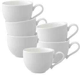 Villeroy & Boch New Cottage Basic - Set di 6 tazze da caffè in porcellana premium, 80 ml, colore: Bianco