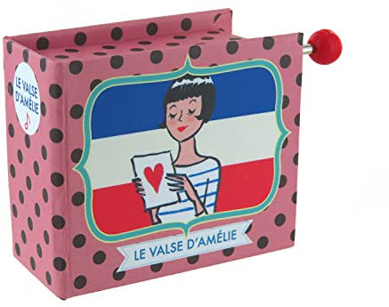 Spieluhr/Spieldose/Musikbox mit Handkurbel in Form eines verstärkten Kartonbuchs mit 18-Ton Spielwerk - Der Walzer von Amélie Poulain - Die fabelhafte Welt der Amélie (Yann Tiersen)