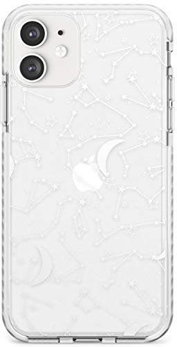 Case Warehouse White Stars Constellations auf Löschen Impact Hülle kompatibel mit iPhone 11 TPU Schutz Light Phone Tasche mit Platz Galaxis Sterne Universum Mond