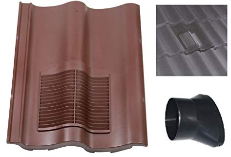 Klober Profile-Line® Double Pantile Roof Tile Vent with 100mm Pipe Adaptor (Brown)