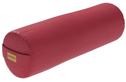 GORILLA SPORTS® Yoga Bolster - Ø20 cm, Waschbarer Bezug, aus 100% Baumwolle, mit Dinkelfüllung, Tragegriff, Farbawhl - Yogarolle, Yogakissen, Yogabolster, Pilates, für Restorative Yoga