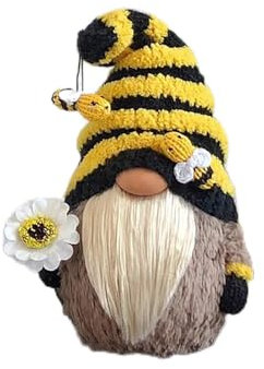 Bumble Bee Gnomes Plush Sunflower Garden Decoration, Cute Handmade Honey Bee Gnome Gonks Plush Faceless Doll