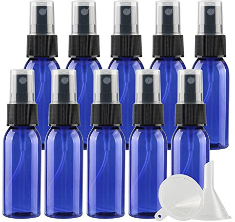 ZEOABSY 12 Pièces 30ml Vaporisateur Vide, Bleu Petits Vaporisateur en Plastique, Flacon Spray Vide, Atomiseur Parfum, Bouteilles avec Pompe de Pulvérisation Noir de Voyage