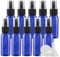ZEOABSY 12 Pcs Blue 30ml Empty Fine Mist Plastic Spray Bottles Travel Atomiser Bottle Set, Portable Small Refillable Sprayer Bottles with Black Pump Head, 2 Pcs Funnels