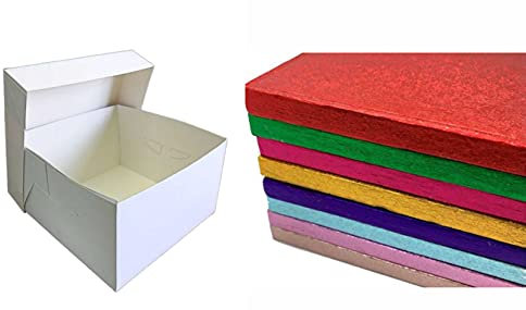 LARRYROO Square Colour Cake Drum Board & White Box + Lid Combo Pack for Wedding, Birthday Cakes (Green, 12 Inches)