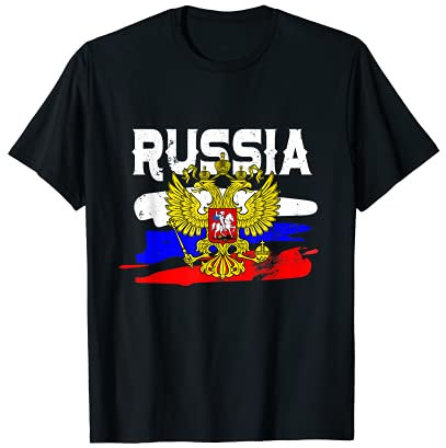 Russland Russia Russische Flagge mit Adler Wappen T-Shirt