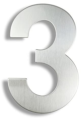 HASWARE Número de casa moderno Acero inoxidable cepillado Puerta elegante Placa del alfabeto Calle Decoración del hogar (3, 6 pulgadas de plata)