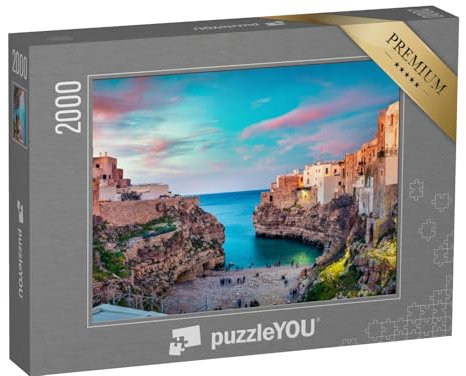 puzzleYOU: Puzzle 2000 Teile „Abend in Polignano a Mare, Apulien, Italien“ – aus der Puzzle-Kollektion Italien
