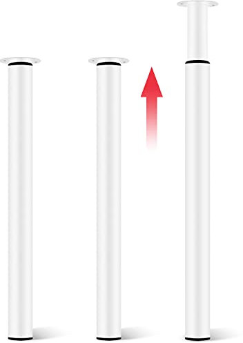 Hibtn AHibtn 2 Pcs Adjustable Table Legs - Folding Table Leg for Breakfast Bar and Worktop Support Round Tube Height Adjustment 710-1100mm White