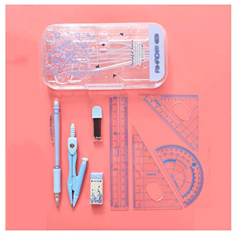 Fernglas für Kinder COMPASSES LIVER SET, STUDENTER MATH SET, Metall 8-teiliges Set von Test-Design-Zeichnungs-Tool Dreiteiliges Walkie-Talkie (Color : Blue)