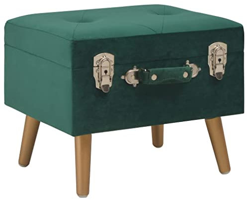 vidaXL Hocker mit Stauraum Sitztruhe Polsterhocker Sitzhocker Sitzbank Aufbewahrungsbox Truhe Truhenbank Ottomane Fußhocker Schemel 40cm Grün Samt