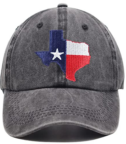 OASCUVER Texas Lone Star State Hut, American TX States Flag Map Shape Embroidered Adjustable Baseball Cap for Men Women, Texas-Flagge Stickerei schwarz, Einheitsgröße