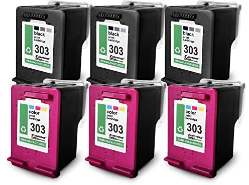 Eurotone 6X Tintenpatronen kompatibel für HP 303 Envy Inspire 7921 e ersetzen 303XL CMYK Black Cyan Magenta Yellow