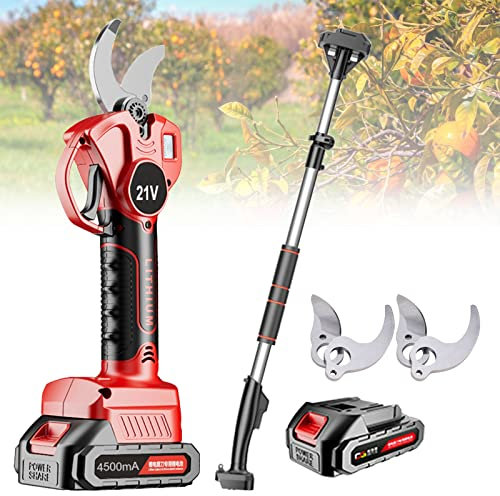 Sécateurs Électriques Ciseaux Élagueur sans fil avec perche d'extension de 2.1m,coupe-branches à Batterie professionnel pour vergers,diamètre de coupe MAX 35mm ( Color : 2 Battery , Size : 3 blade )
