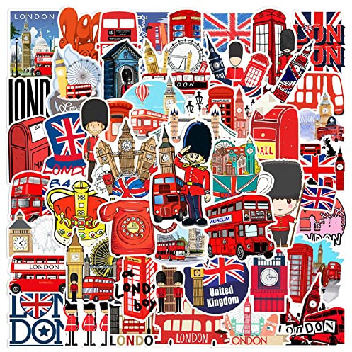 London Stickers – Union Jack London Red Buses Aufkleber | Motorrad Fahrrad Gepäck Laptop Skateboard Aufkleber Graffiti Patches Modgal
