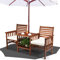 KOMFOTTEU Gartenbank Akazienholz mit Schirmloch & Tsich, Sitzbank Parkbank ‎165 x 65 x 88 cm, Holzbank Sitzgarnitur & Bierzeltgarnitur für Garten, Balkon & Terrasse (Weiß)
