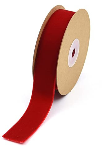 SHTGOI Nastro in velluto, 5 yard/rotolo, larghezza 25 mm, nastro in velluto, nastro decorativo, nastro decorativo per capelli, abbigliamento, confezioni regalo, decorazioni floreali, rosso