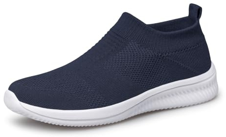 vibdiv Mens Slip On Trainers Loafers Casual Walking Shoes 8.5UK Dark Blue