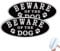 SINMAO 2x Beware of The Dog Window Sticker Brushed Aluminum Warning Black Dog Sign Metal Self-Adhesive UV Protected and Weatherproof - 18x7.6cm