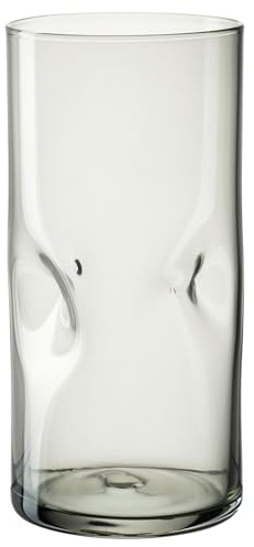 LEONARDO Vesuvio Longdrinkglas - Becher aus hochwertigem Glas in organischer Form - Inhalt 330 ml - Handgemacht - Spülmaschinengeeignet - Trinkglas in Farbe grau