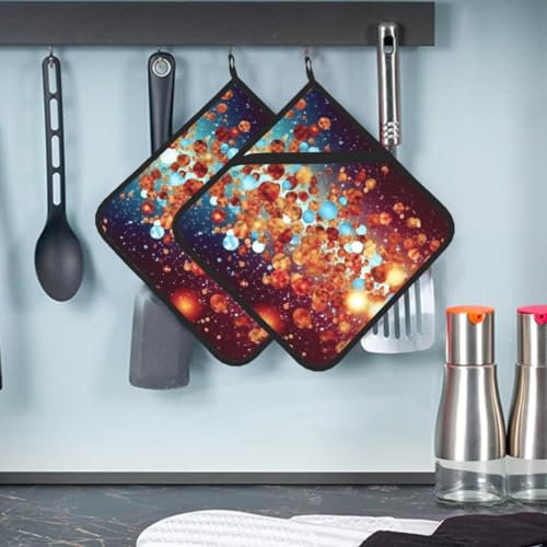 Viele glänzende Punkte, rutschfeste Topflappen, hitzebeständig, 2 Stück, für Küche, Kochen, Backen