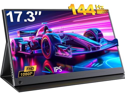UPERFECT Portable Monitor 17.3 144 Hz 1080P FHD Portable Monitor for Laptop with Smart Cover HDMI 2 USB C for PC Mobile Phone Laptop PC Mac PS Switch Xbo, VESA Compatible