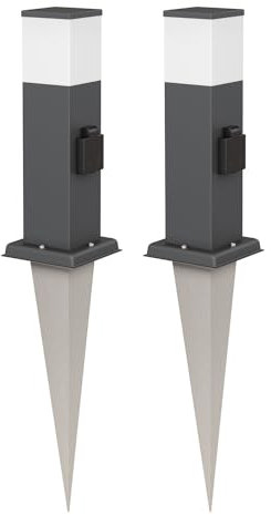 ledscom.de 2 Stück Pollerleuchte POLLY mit Erdspieß für außen, 35cm, anthrazit, Steckdose, inkl. G9 Leuchtmittel, 501lm, warmweiß