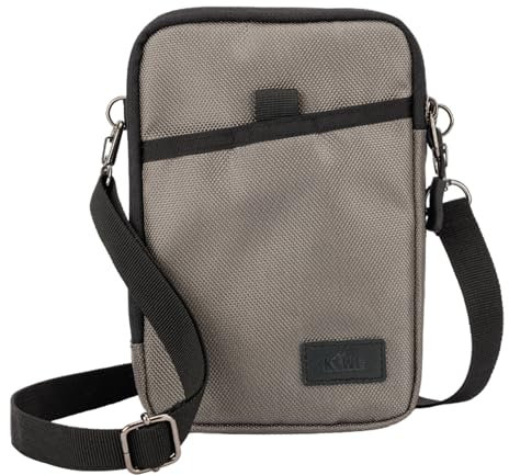 KIWIFOTOS Triple Phone Travel Passport Brustbeutel mit Schultergurt und Karabiner, Multifunktional für Smartphone, Karte Tolles Reisezubehör Innenmaße 170 x 110 x 15 mm (Aqua Silver)