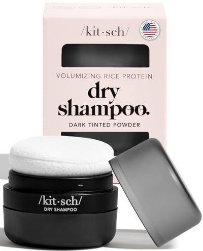 Kitsch Dry Shampoo Powder with Rice Protein for Women & Men - Volumizing, Unscented, No White Cast, Non Toxic, Organic, Paraben & Benzene Free, Non Aerosol for Oily & Dark Hair, Travel Size - 8g
