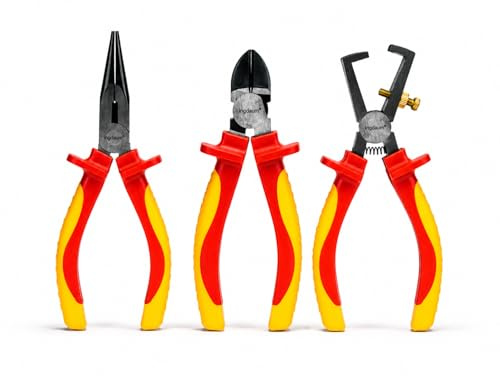 INGDAUM Jeu de pinces VDE 3 pièces 160 mm | Pince coupante, Pince à bec long, Pince à dénuder, Isolées jusqu'à 1000 V, IEC 60900