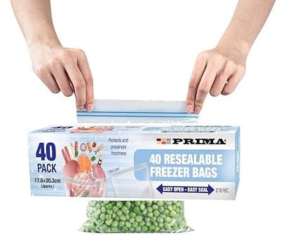 Zip Lock Bags Freezer Ziplock Reusable Resealable Press And Seal Fridge Food Storage Bag For Storing And Carrying Dry Foods Sweets Cookies And Sandwich Clear Plastic Pouches 17.8cm X 20.3cm (40Pack)